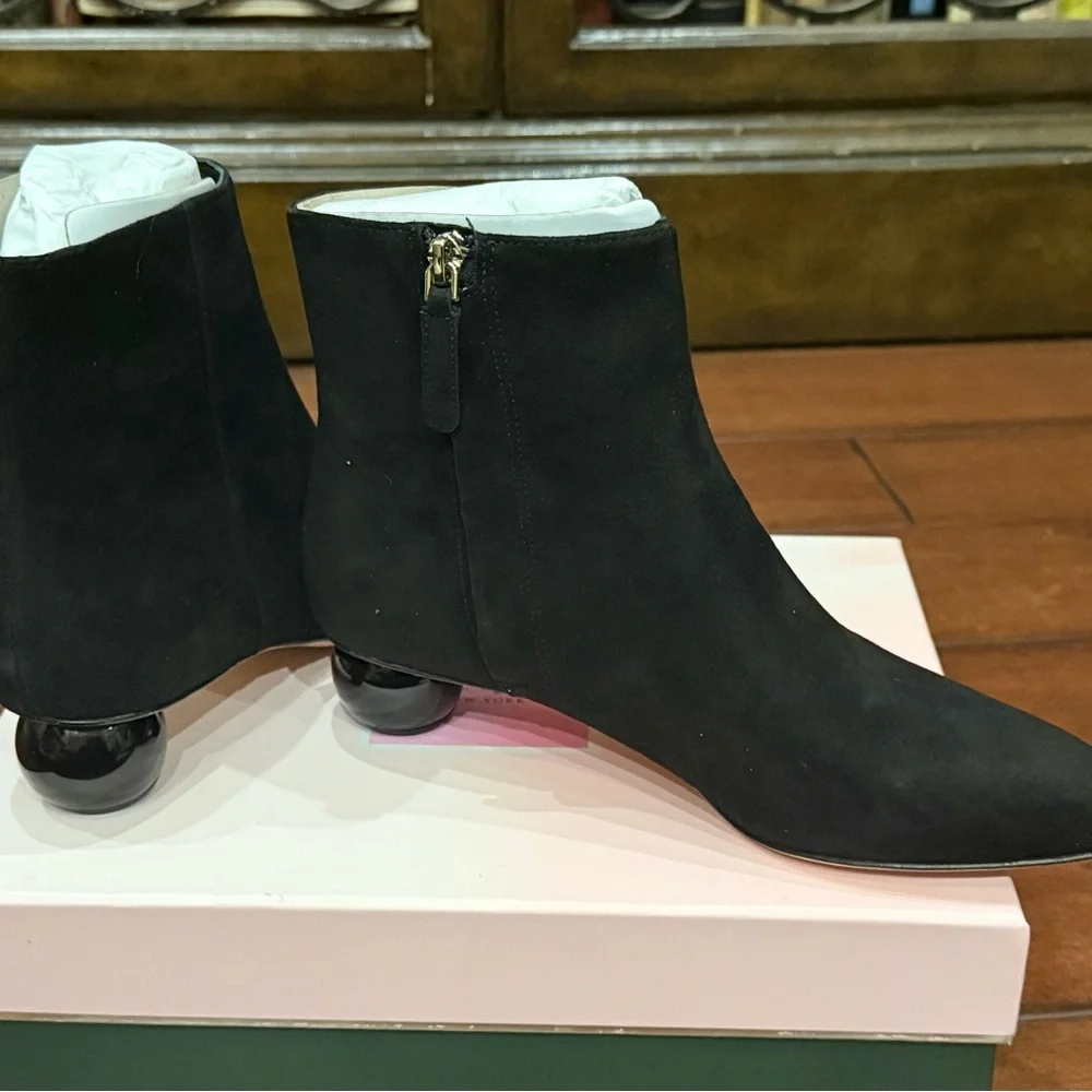 New Kate Spade Women's Black Leather Sydney Dress Booties Size 7.5B Narrow - Picture 8 of 16